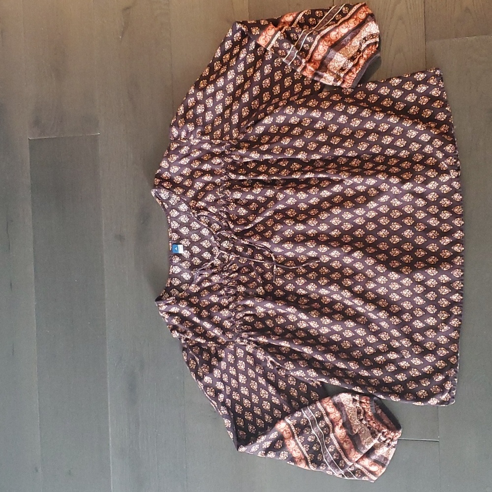 Patterned Blouse Women's Top Size XL Tall Vintage Boho Style
